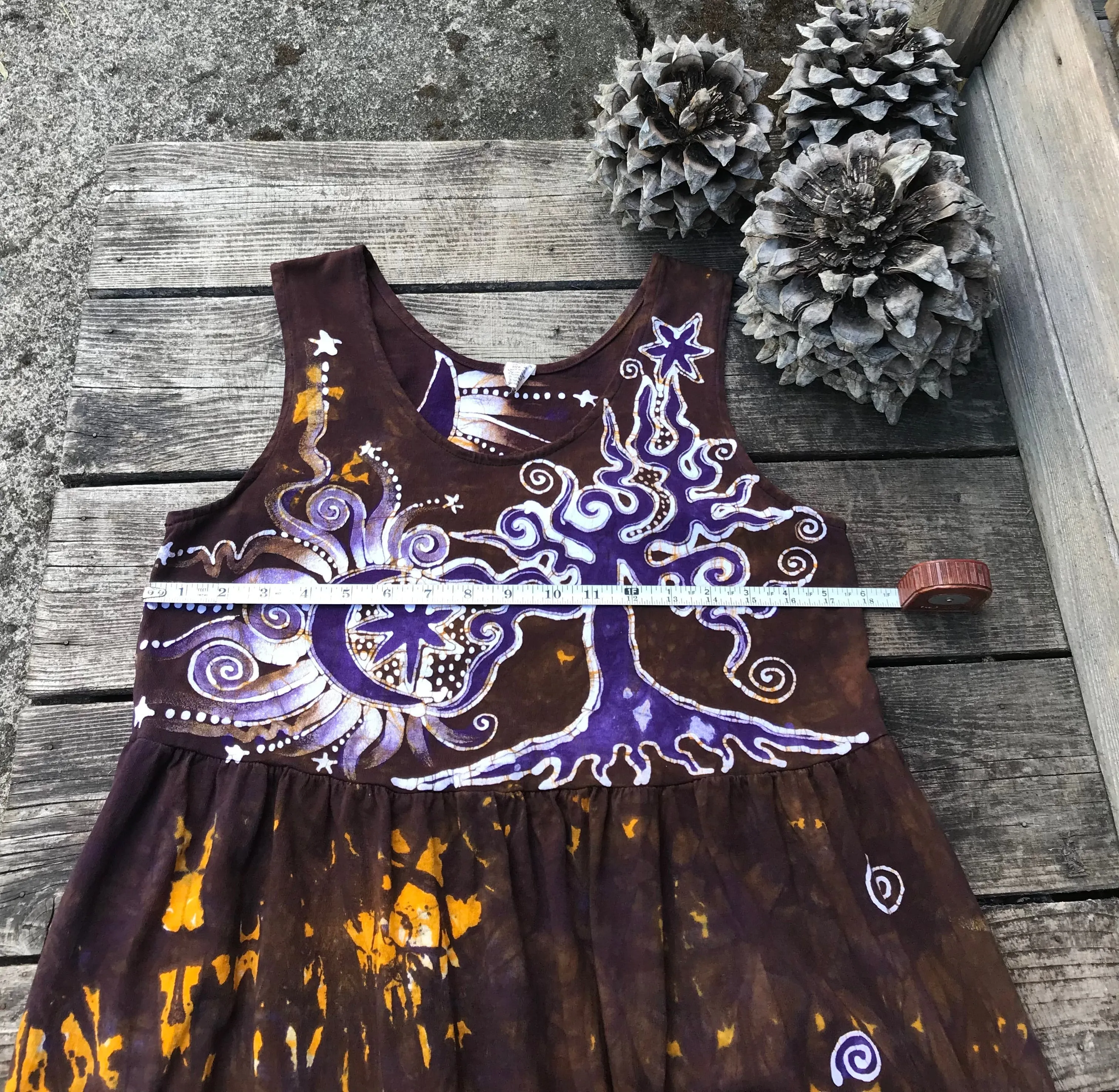 Golden Sun Purple Forest Farmer's Market Pocket Dress - Size Medium
