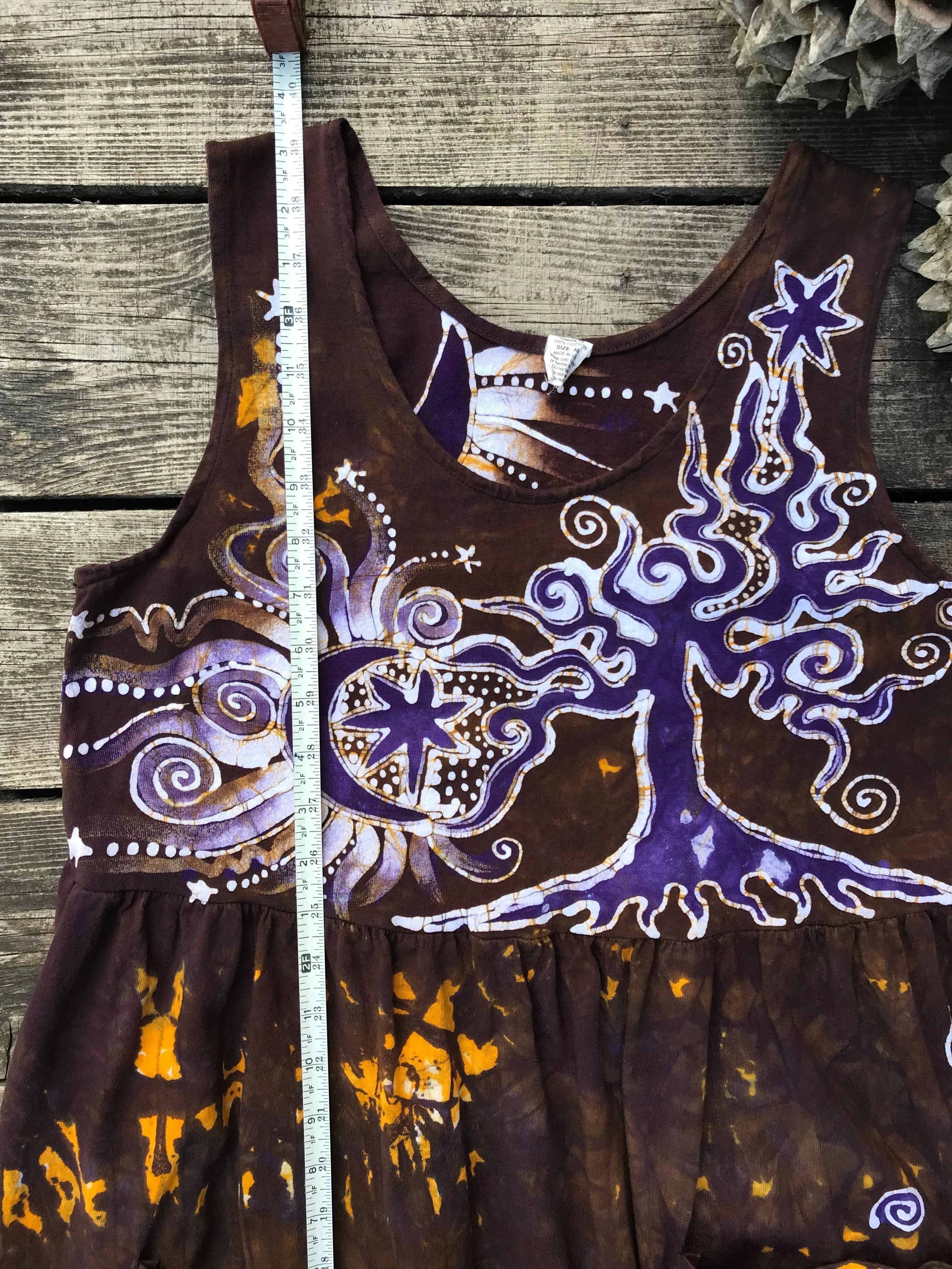 Golden Sun Purple Forest Farmer's Market Pocket Dress - Size Medium