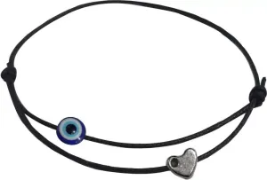Gurjari Jewellers Gurjari Adjustable Black Thread Anklet with Oxidised HEART  Evileye Beads Cotton Dori Anklet