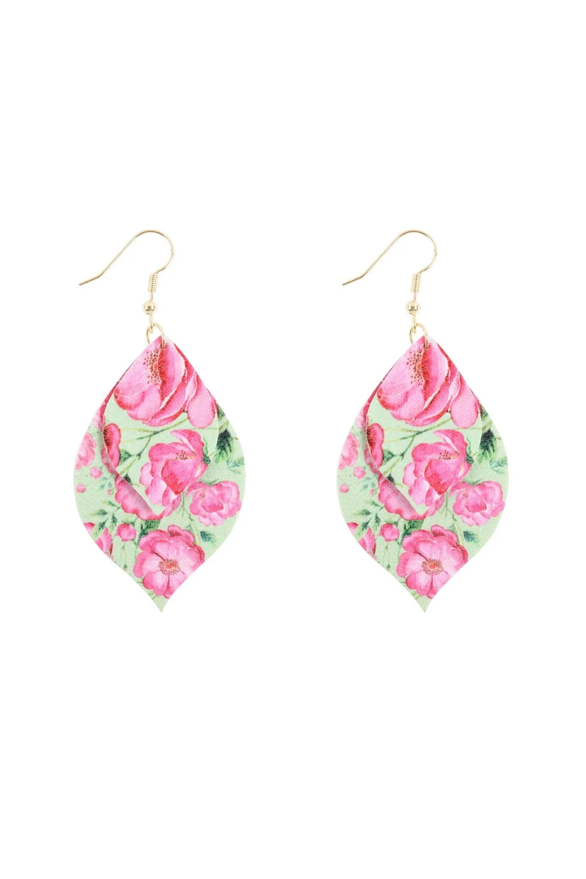 Hde3220 - Two Floral Marquise Drop Earrings