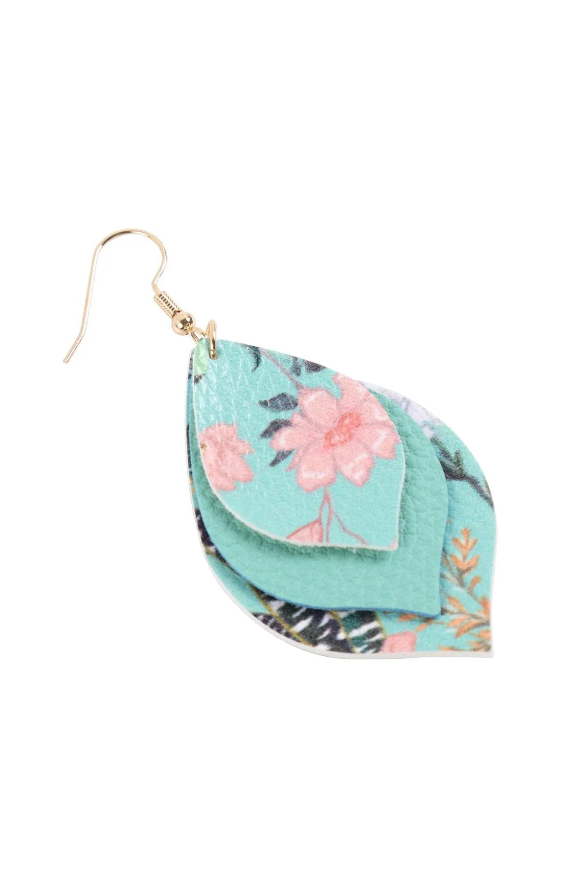 Hde3221 - Floral Leather Marquise Drop Earrings