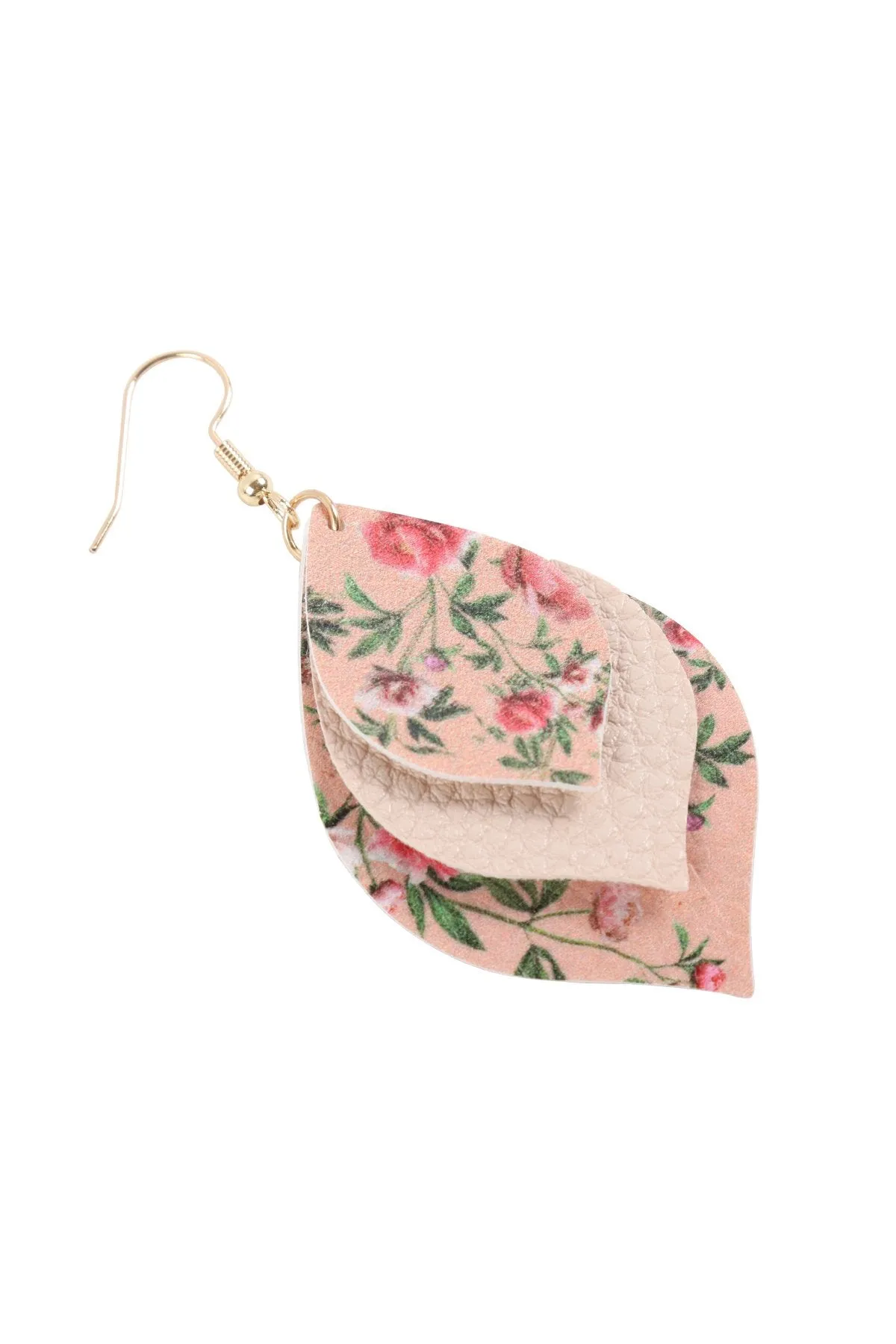 Hde3221 - Floral Leather Marquise Drop Earrings