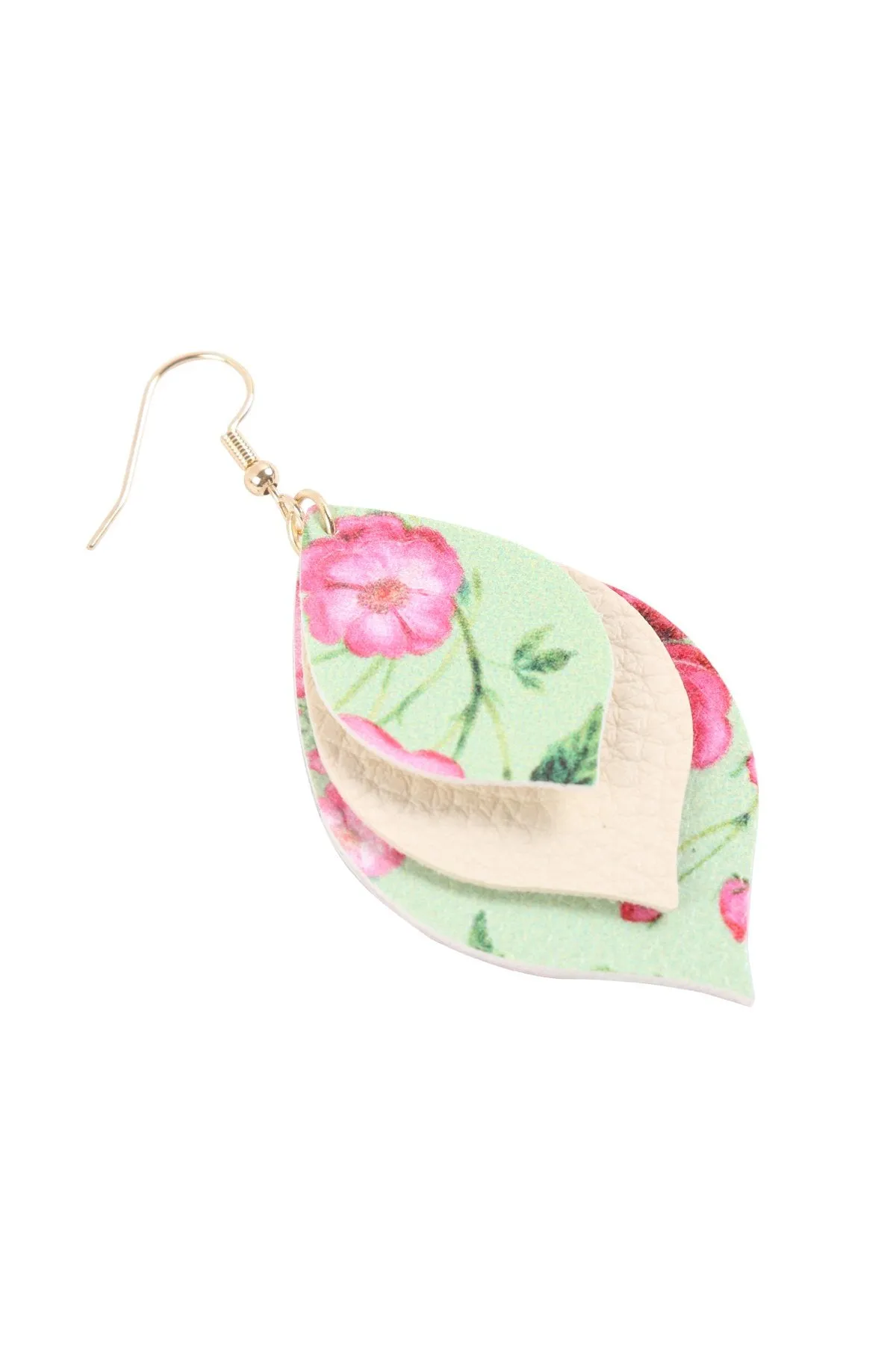 Hde3221 - Floral Leather Marquise Drop Earrings