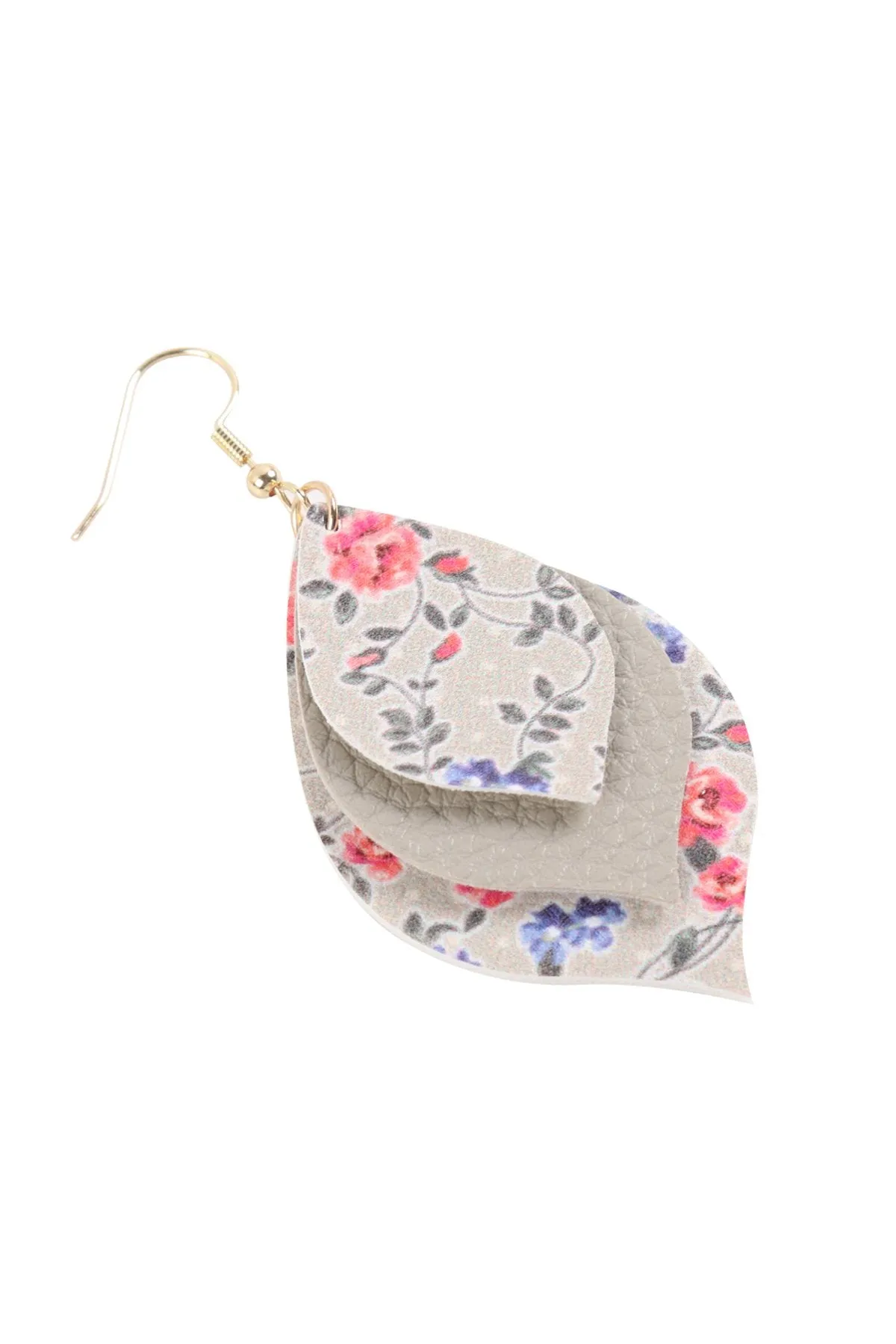 Hde3221 - Floral Leather Marquise Drop Earrings
