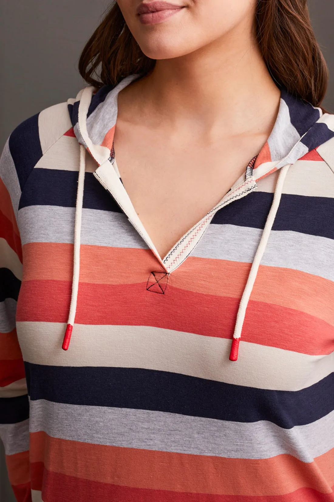 Hoody - Striped Slub Knit Raglan