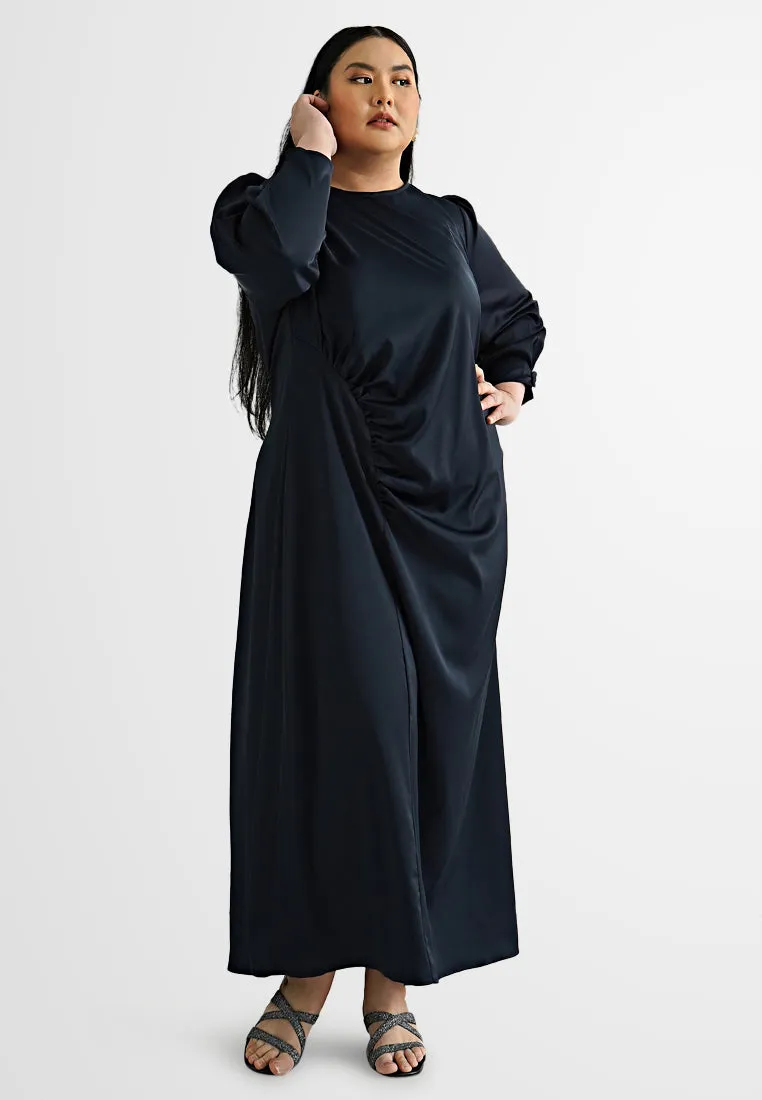 Junifer Sleek Satin Side Drape Dress