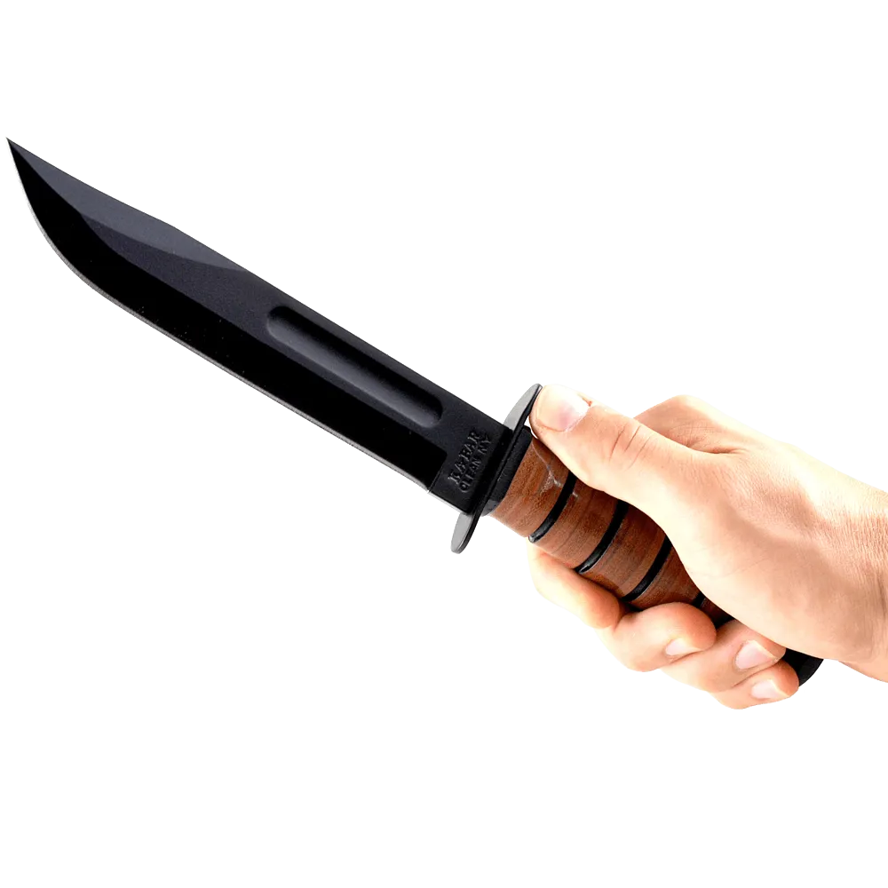 Ka Bar Usmc 7 Tactical Knife With Brown Leather Sheath