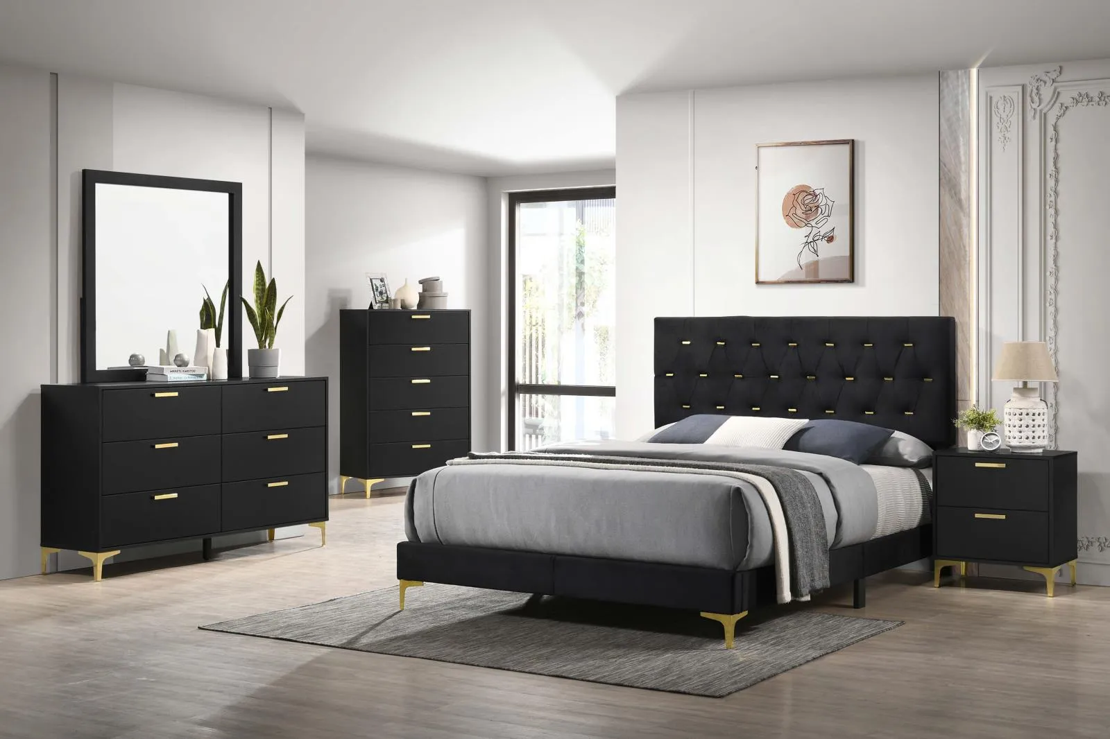 Kendall Black/Gold 6-Drawer Dresser