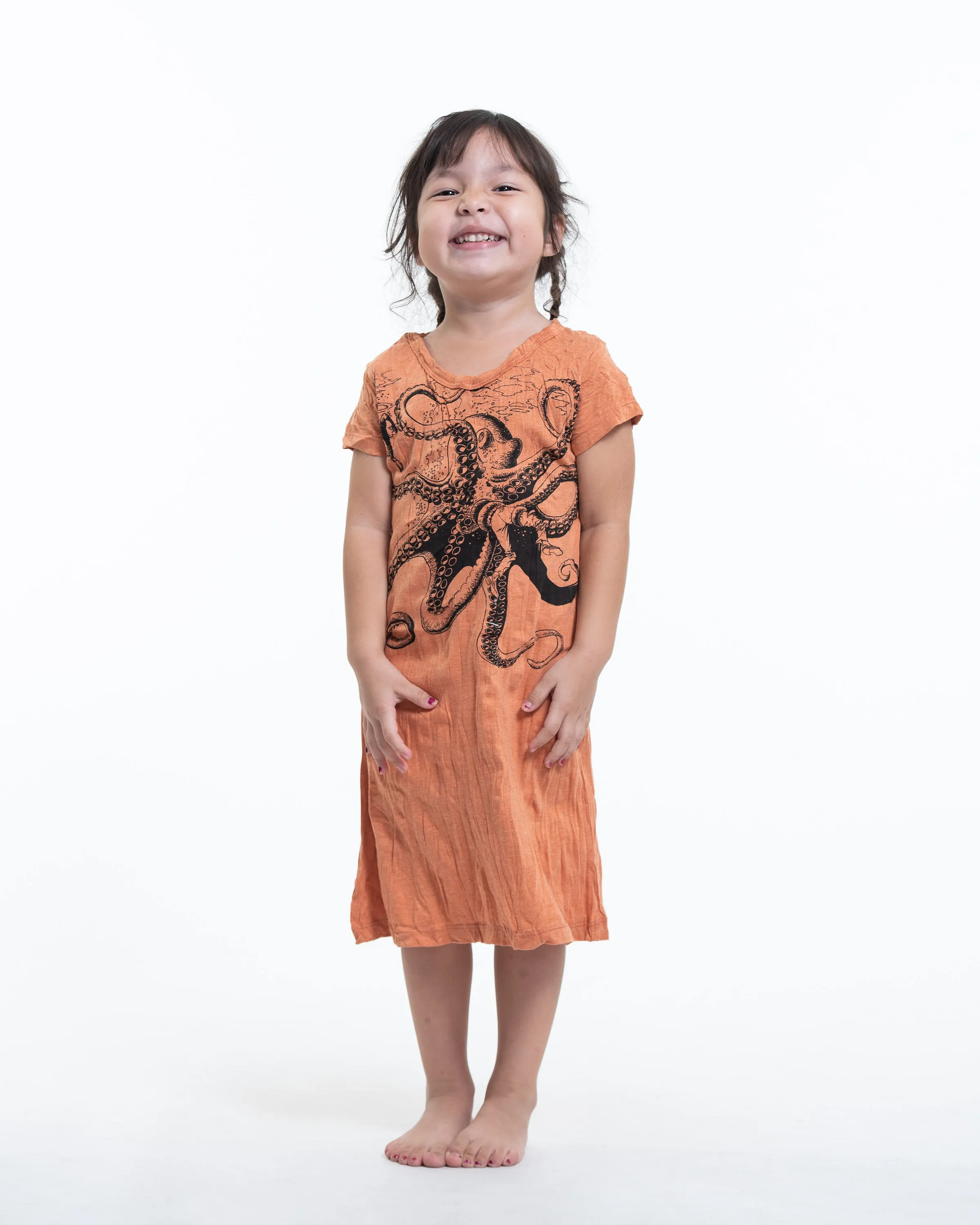 Kids Octopus Dress in Orange