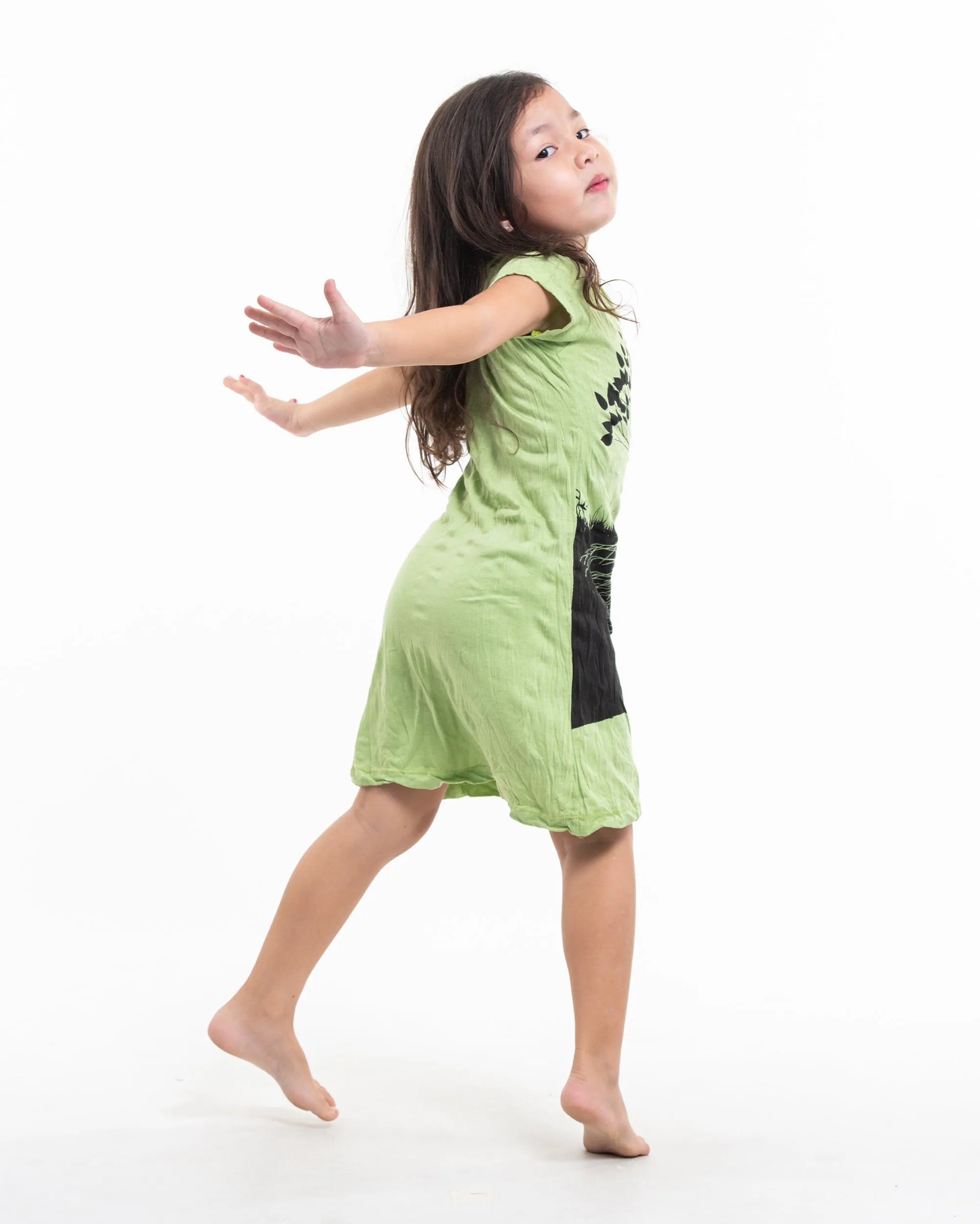 Kids Tree of Life Dress in Lime