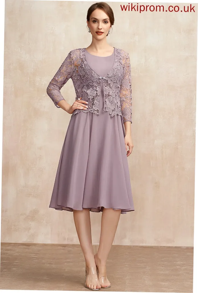 Knee-Length A-Line Neckline of Mother of the Bride Dresses Chiffon Bride Dress the Patience Square Mother