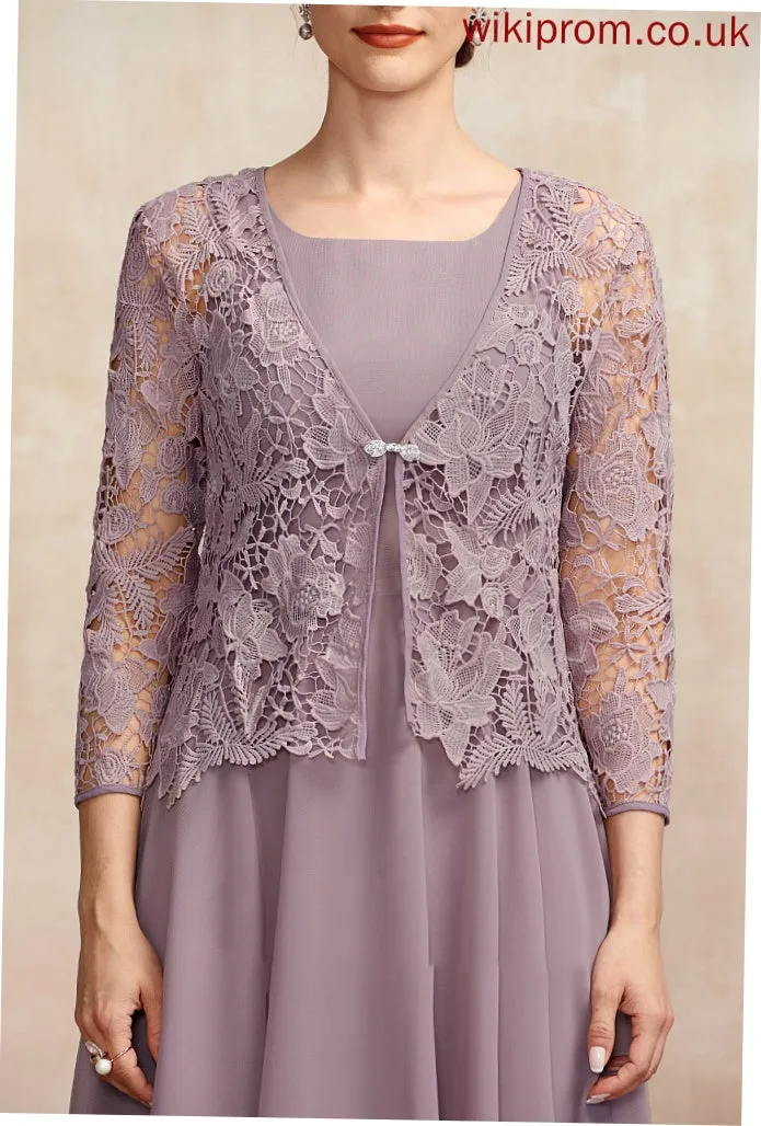 Knee-Length A-Line Neckline of Mother of the Bride Dresses Chiffon Bride Dress the Patience Square Mother