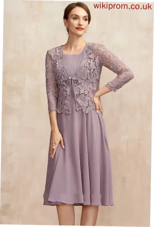 Knee-Length A-Line Neckline of Mother of the Bride Dresses Chiffon Bride Dress the Patience Square Mother