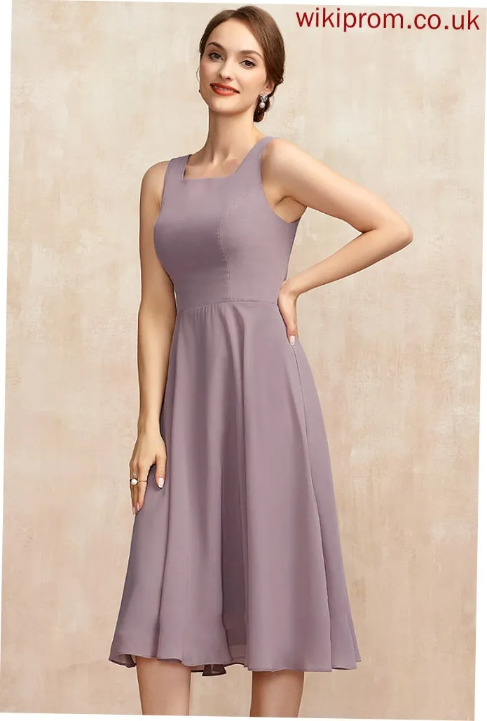 Knee-Length A-Line Neckline of Mother of the Bride Dresses Chiffon Bride Dress the Patience Square Mother