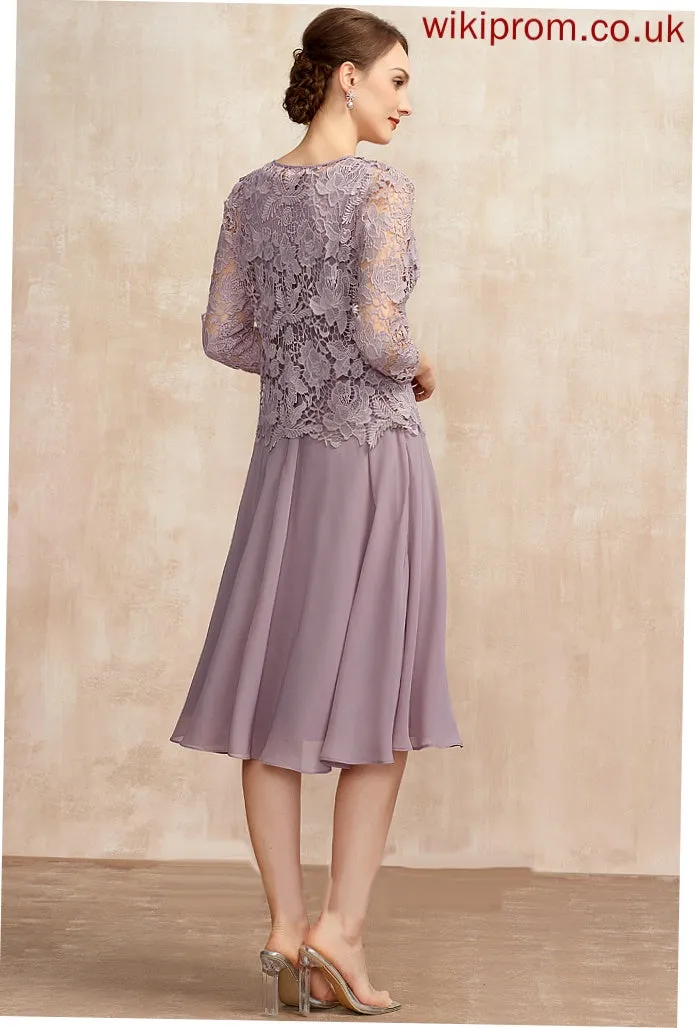 Knee-Length A-Line Neckline of Mother of the Bride Dresses Chiffon Bride Dress the Patience Square Mother