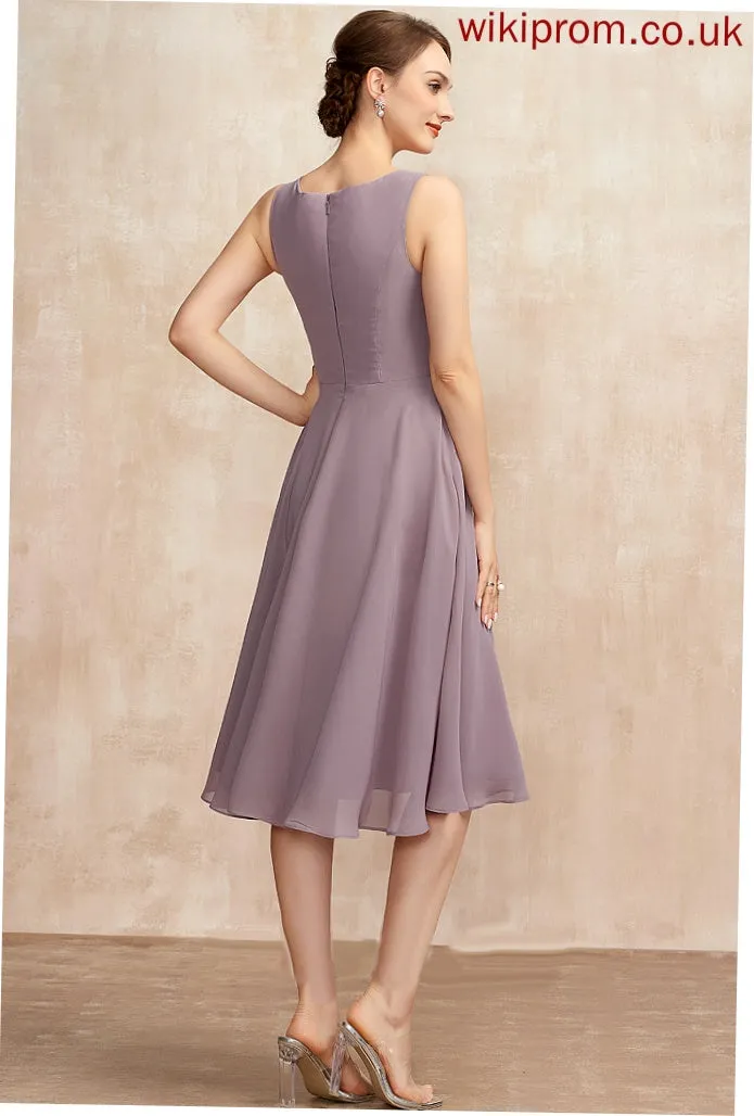 Knee-Length A-Line Neckline of Mother of the Bride Dresses Chiffon Bride Dress the Patience Square Mother