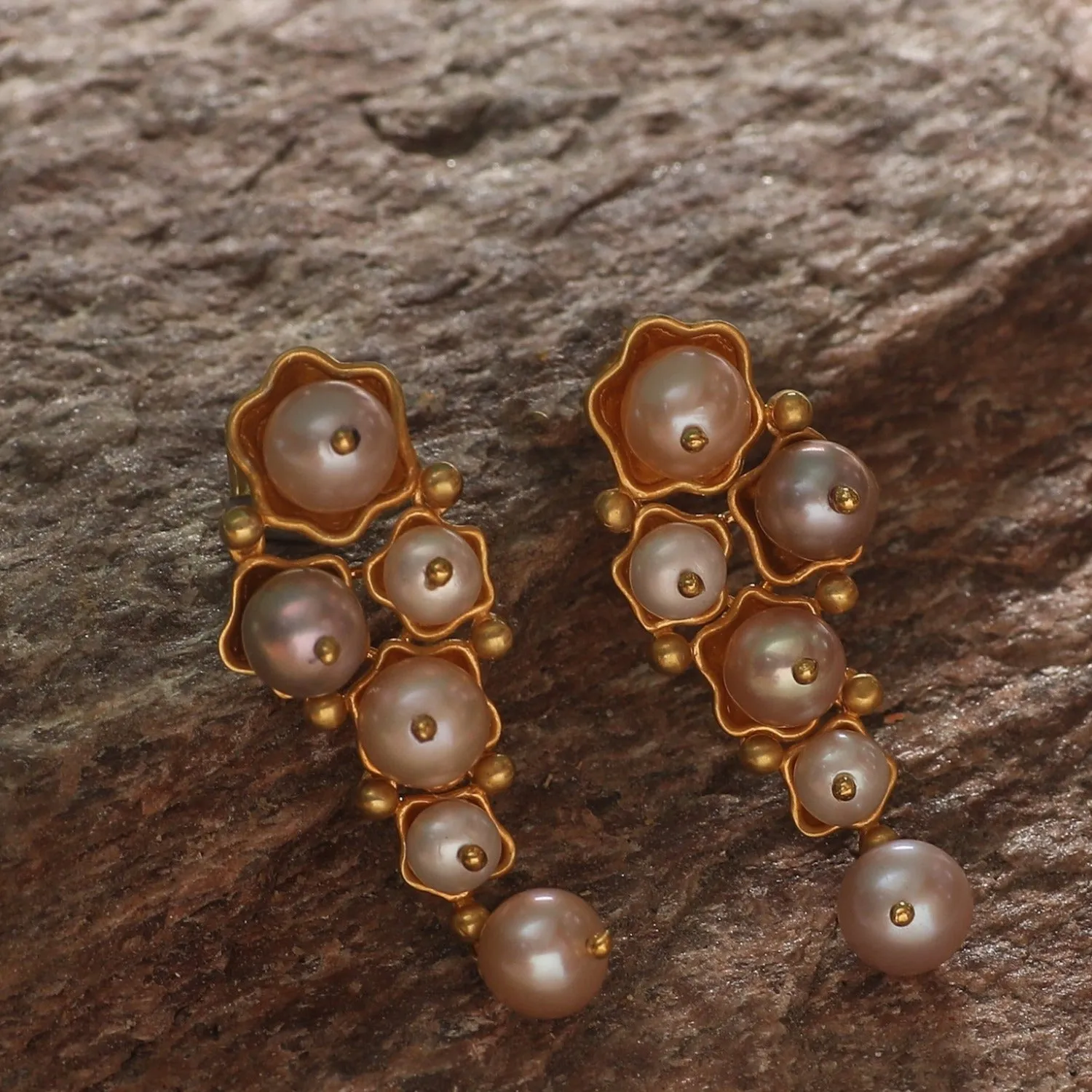 Larah White Pearl Drop Silver Earrings