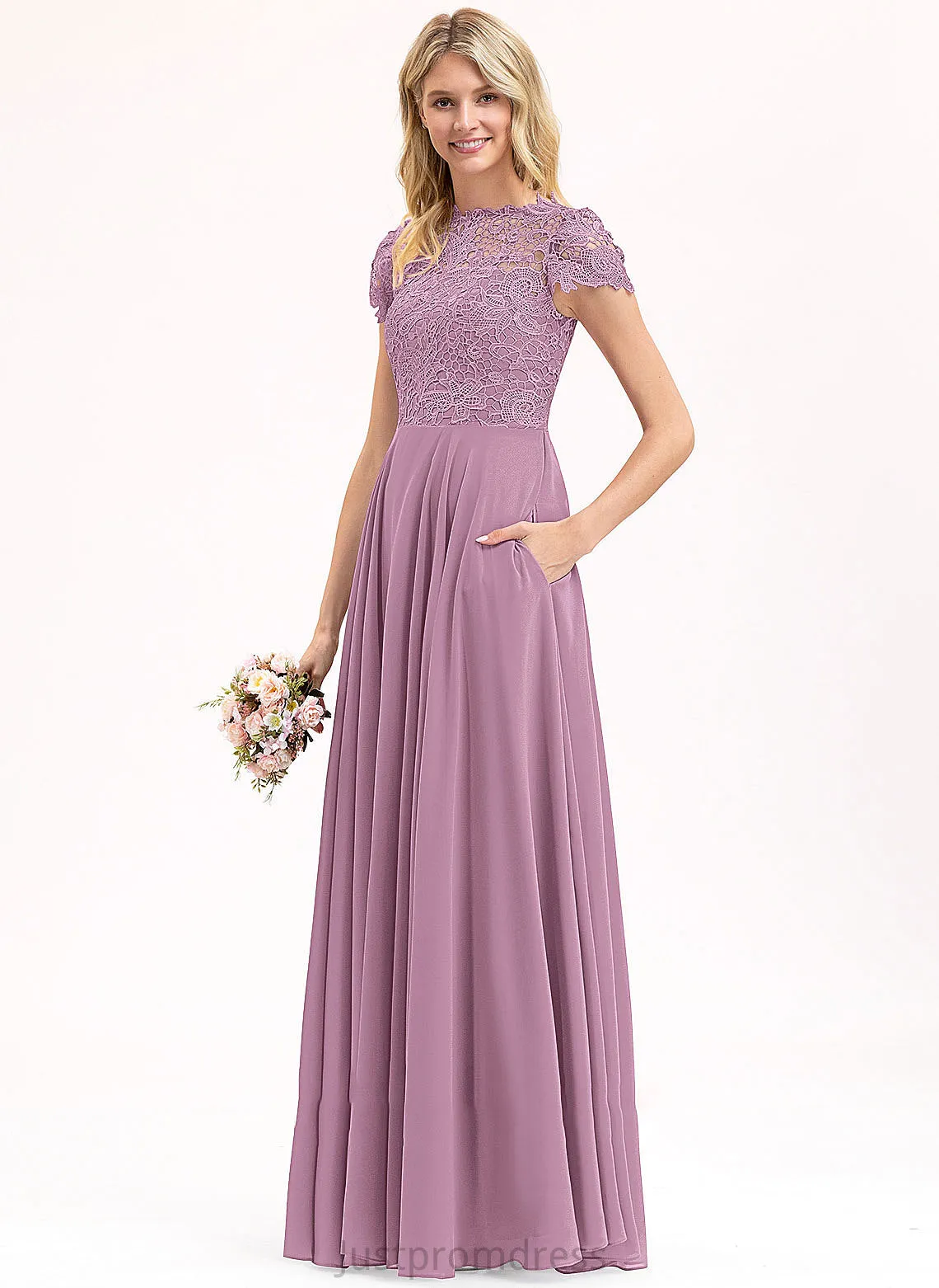 Length Pockets ScoopNeck Neckline Embellishment Floor-Length A-Line Silhouette Fabric Presley A-Line/Princess Scoop Bridesmaid Dresses