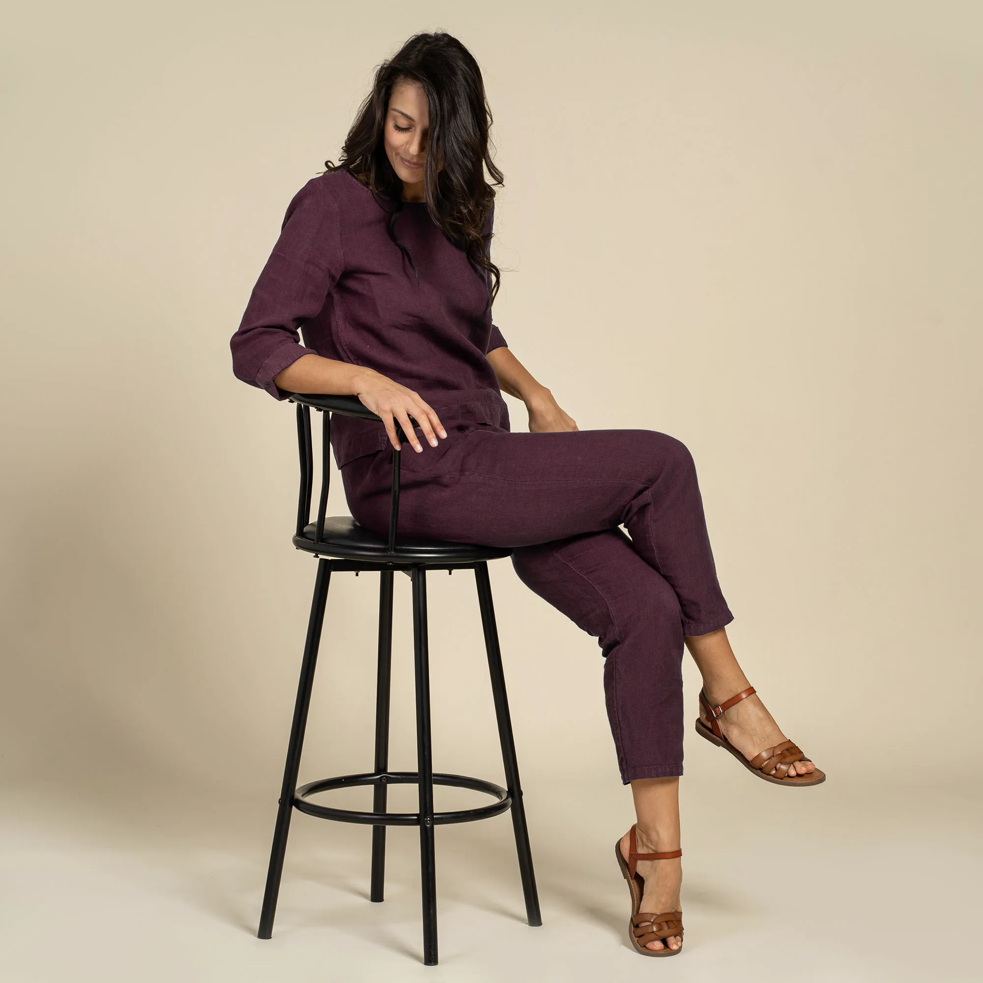 Linen Blouse & Pants 2-Piece Shadow Purple