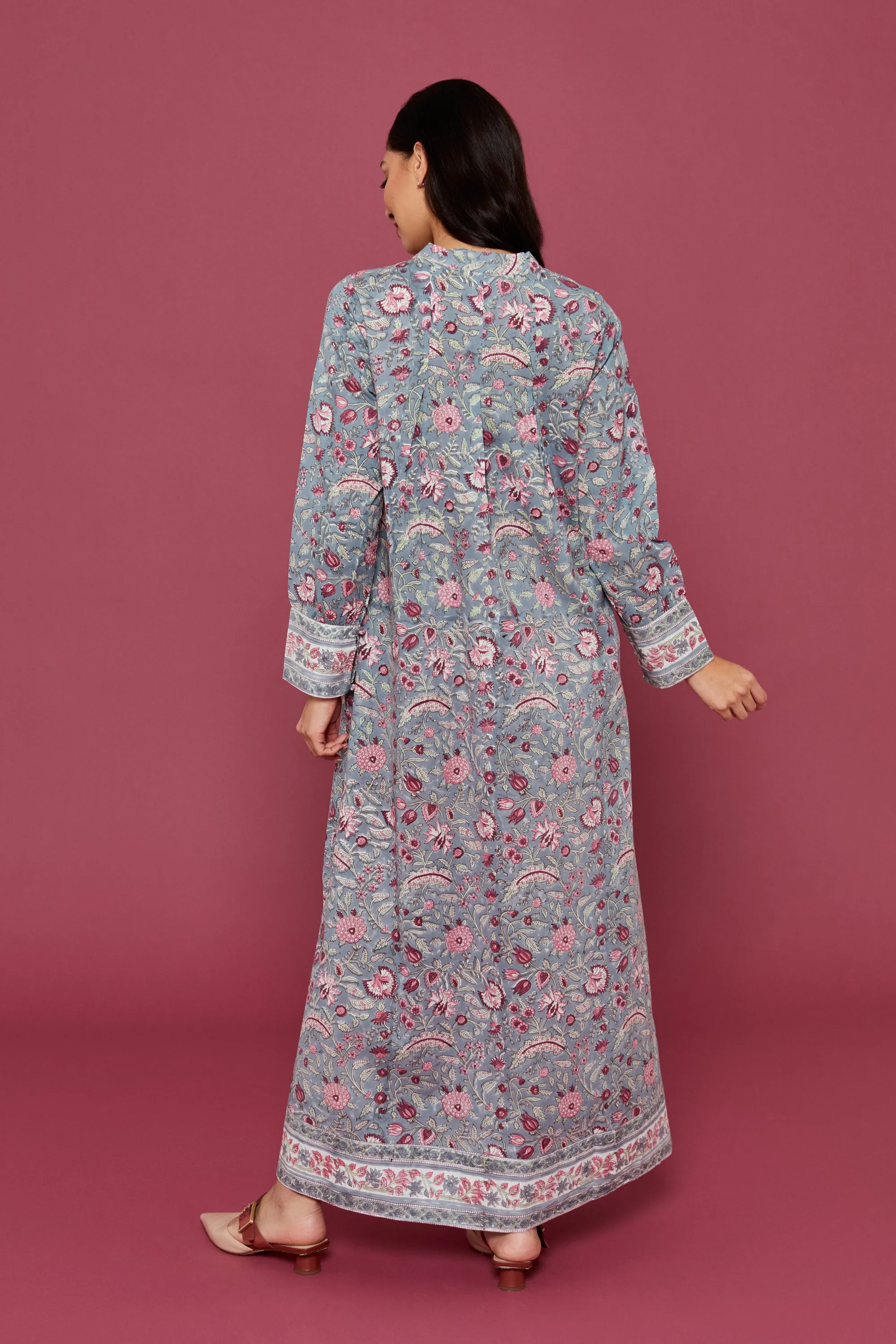 Malli Block Printed Dress in Lapis Blue