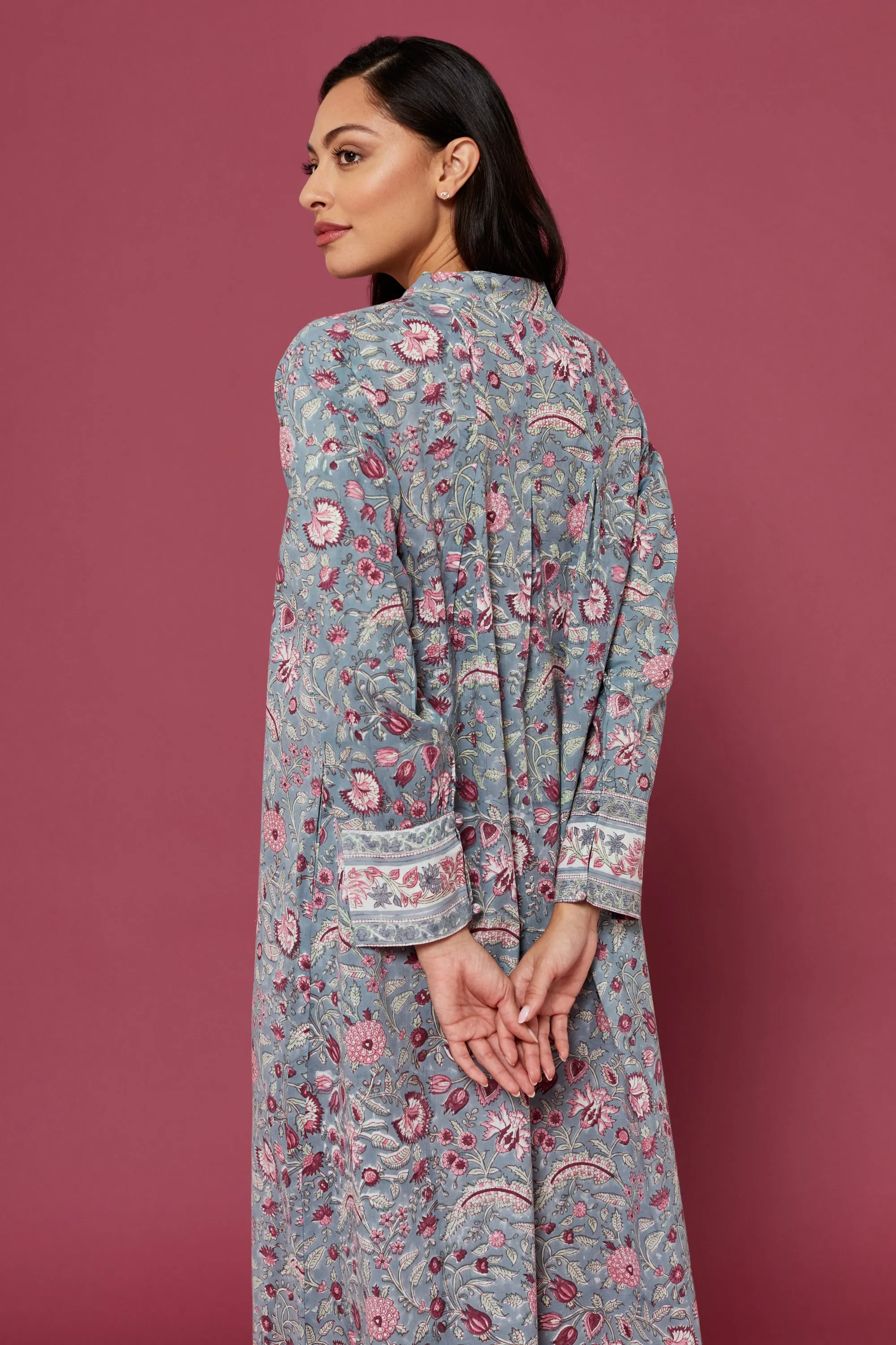 Malli Block Printed Dress in Lapis Blue
