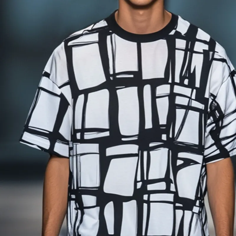 Men's Retro Casual Printed Round Neck Short Sleeve T-Shirt Two-Piece Set 58549626TO