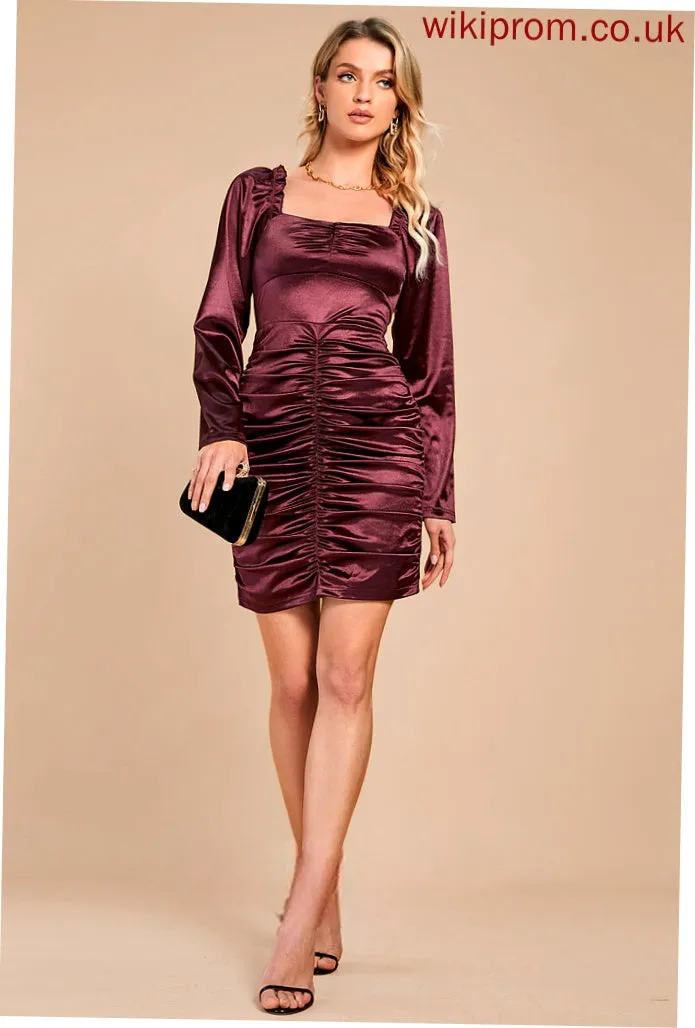 Mini Long Neck Maud Dresses Sexy Club Dresses Sleeves Square Polyester Bodycon