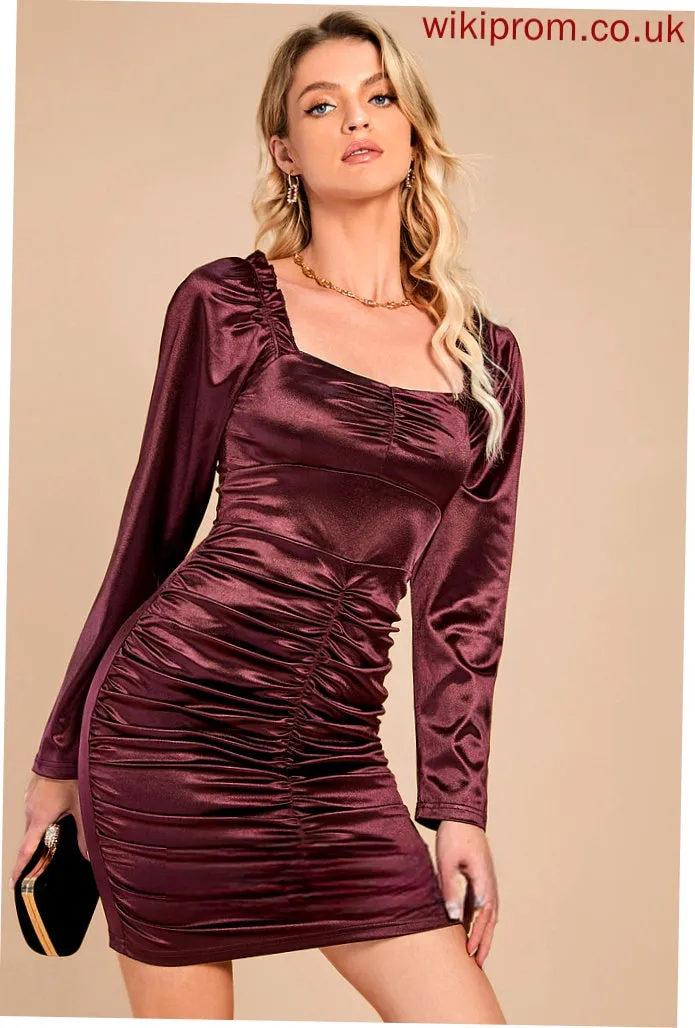 Mini Long Neck Maud Dresses Sexy Club Dresses Sleeves Square Polyester Bodycon