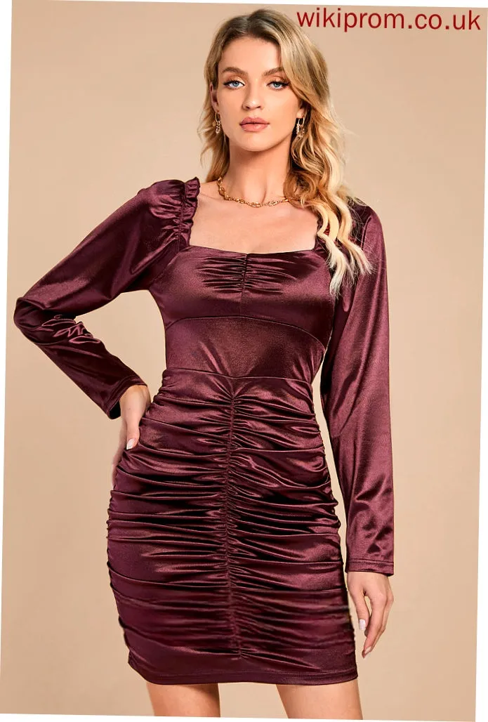 Mini Long Neck Maud Dresses Sexy Club Dresses Sleeves Square Polyester Bodycon
