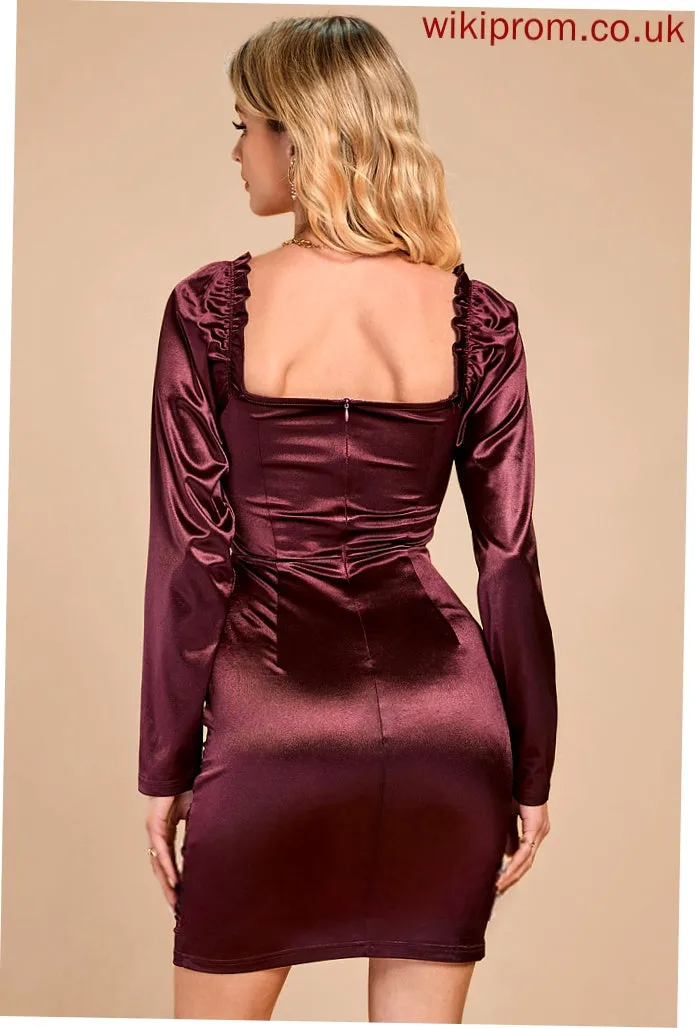 Mini Long Neck Maud Dresses Sexy Club Dresses Sleeves Square Polyester Bodycon
