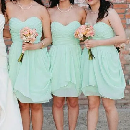 Mint Bridesmaid Dresses Short Bridesmaid Dresses Knee-Length Summer Bridesmaid Dresses Fs005