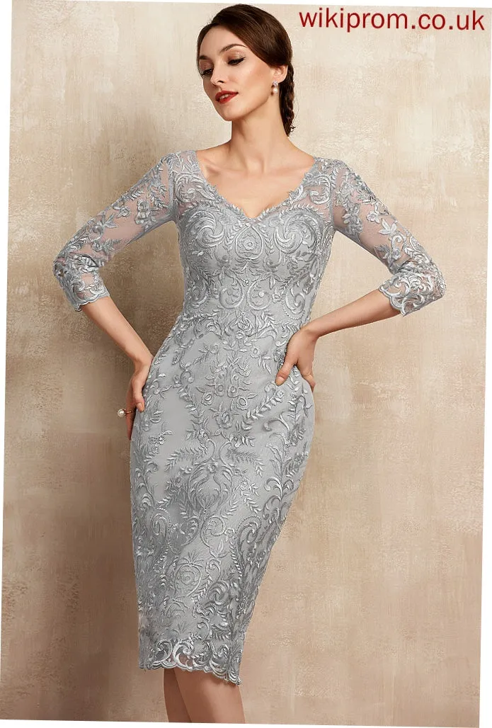 Mother Lace the Sheath/Column Bride of Knee-Length Mother of the Bride Dresses Dress Anya V-neck