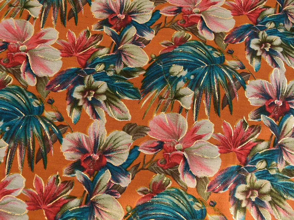 Multicolor Floral Premium Modal Chanderi Silk Fabric