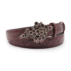 Narrow Burgundy Crotal Crystal Bubble Belt