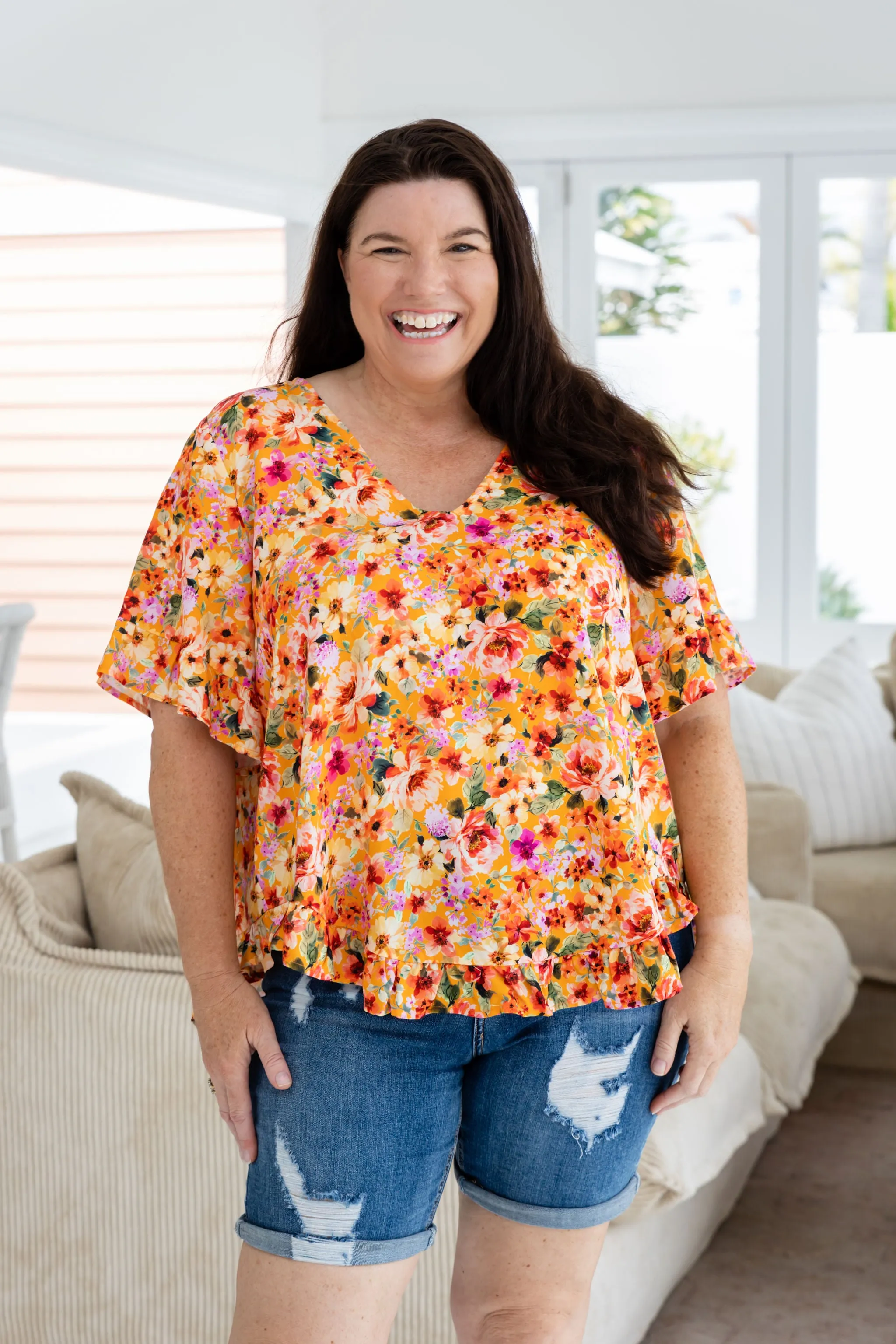 Natalie Top in Sunshine Floral