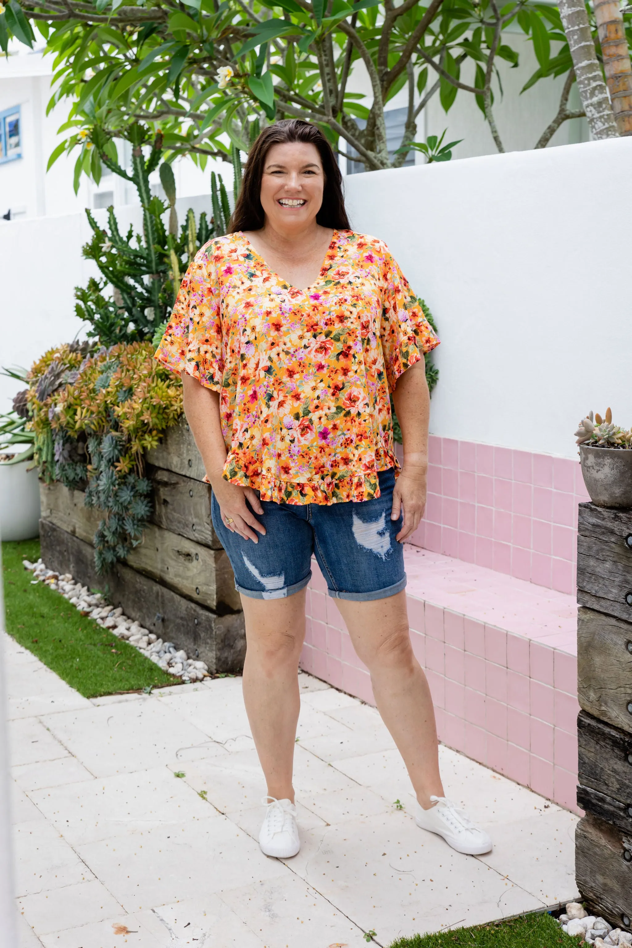 Natalie Top in Sunshine Floral