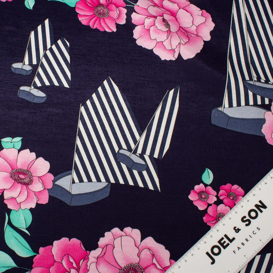 Nautical Themed Printed Silk & Viscose Blend