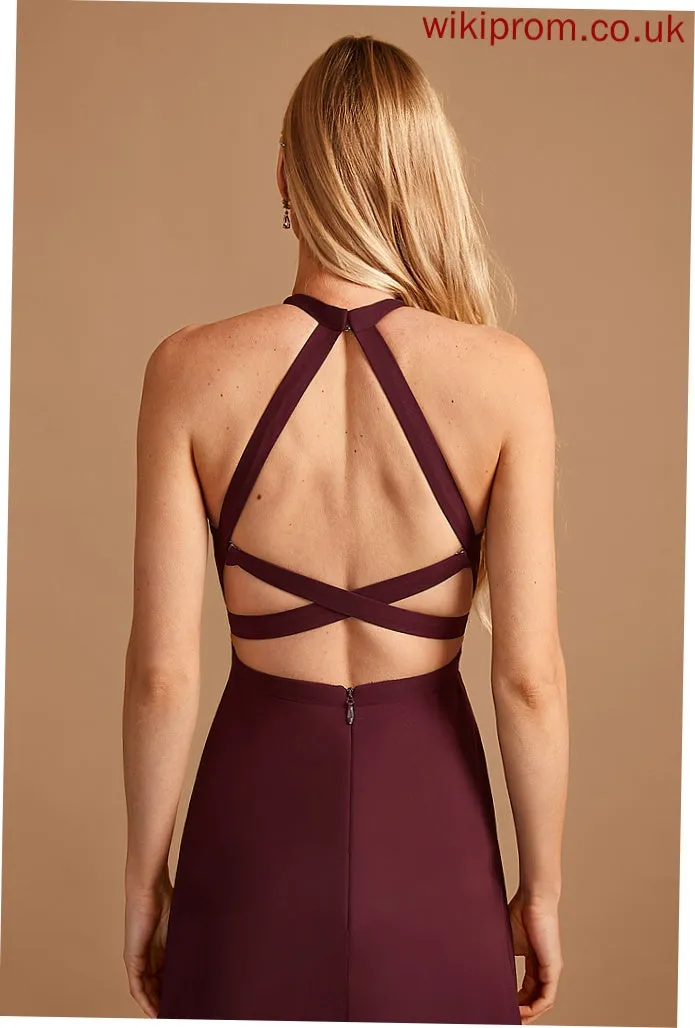 Neckline Fabric Silhouette Embellishment HighNeck A-Line Length Floor-Length SplitFront Nathalia Floor Length Natural Waist Bridesmaid Dresses