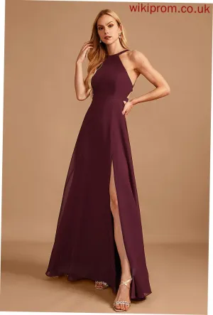 Neckline Fabric Silhouette Embellishment HighNeck A-Line Length Floor-Length SplitFront Nathalia Floor Length Natural Waist Bridesmaid Dresses