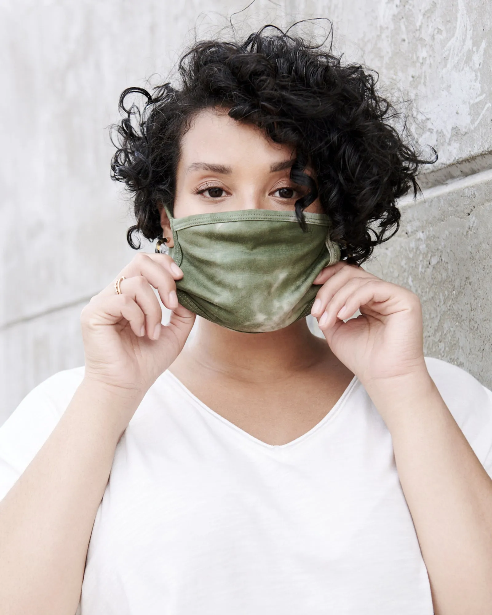 Pack of 3 Printed Face Masks | Olive Green / Pink
