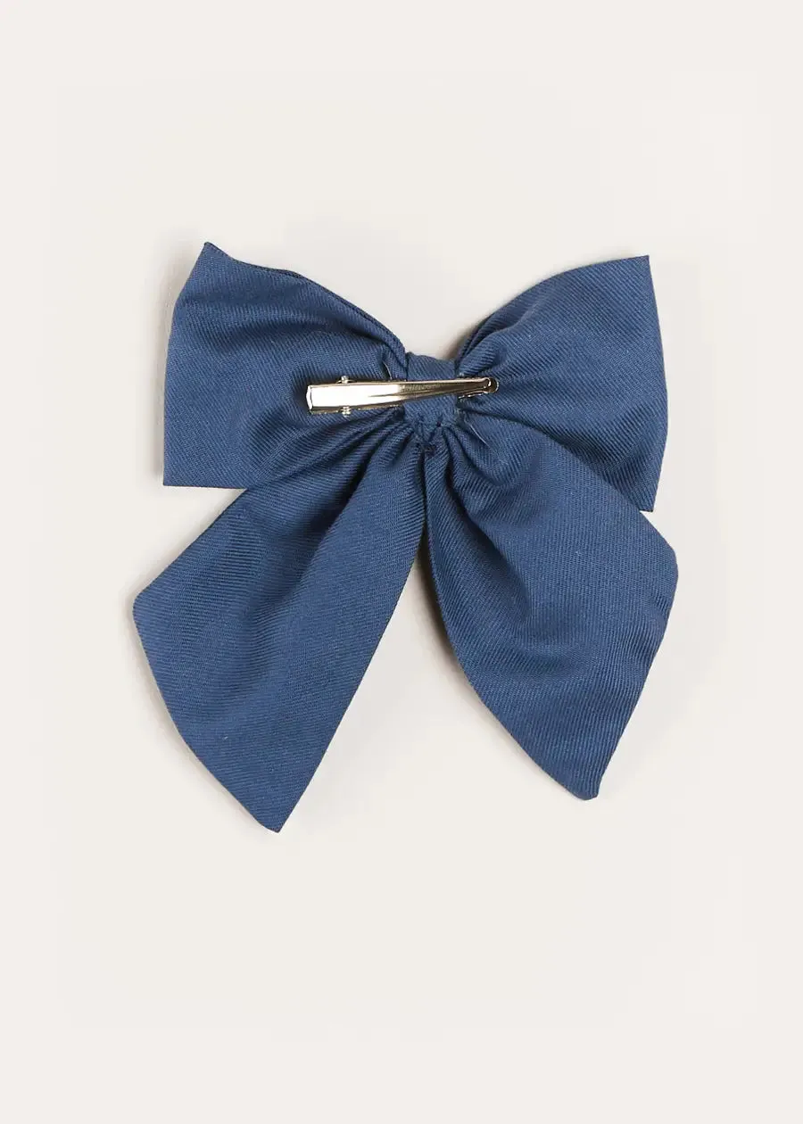 Plain Long Bow Clip in Royal Blue