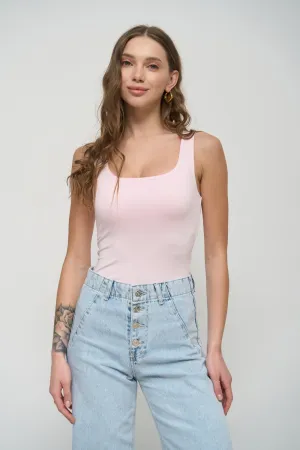 Powder Pink Square Neck Tank Top