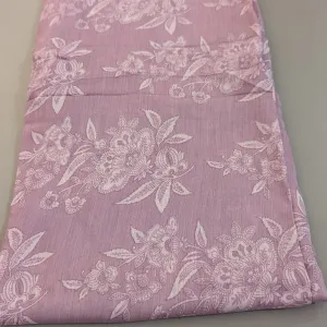 Precut Of 3 Meters Of Onion Pink Floral Muslin Silk Fabric