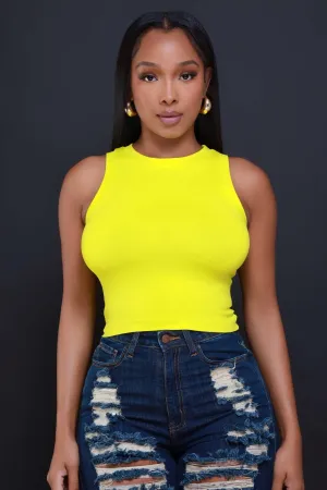 Re-Entry Sleeveless Crop Top - Lime