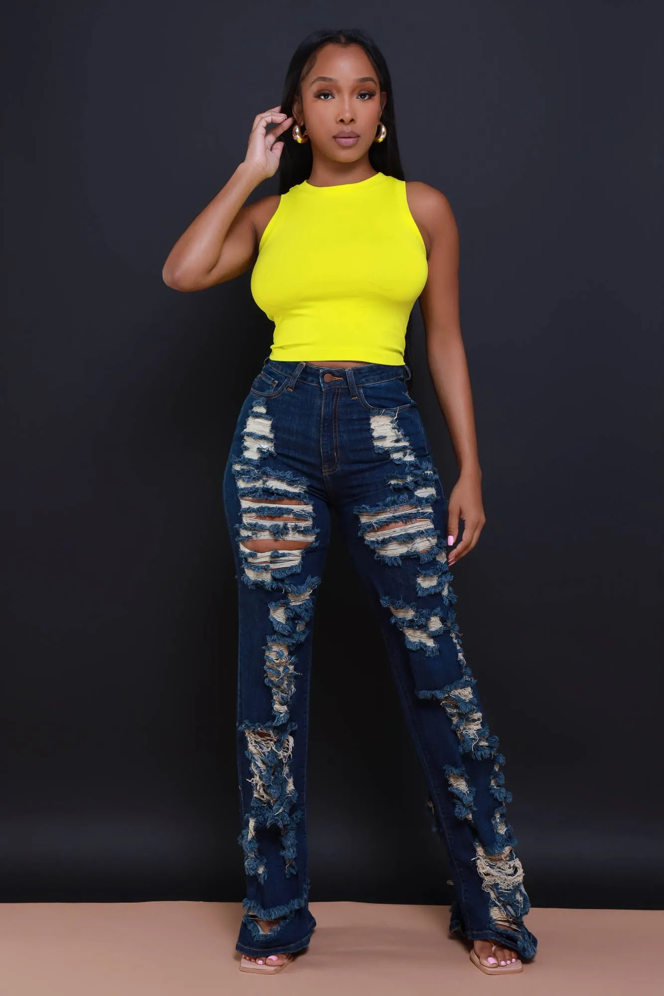 Re-Entry Sleeveless Crop Top - Lime