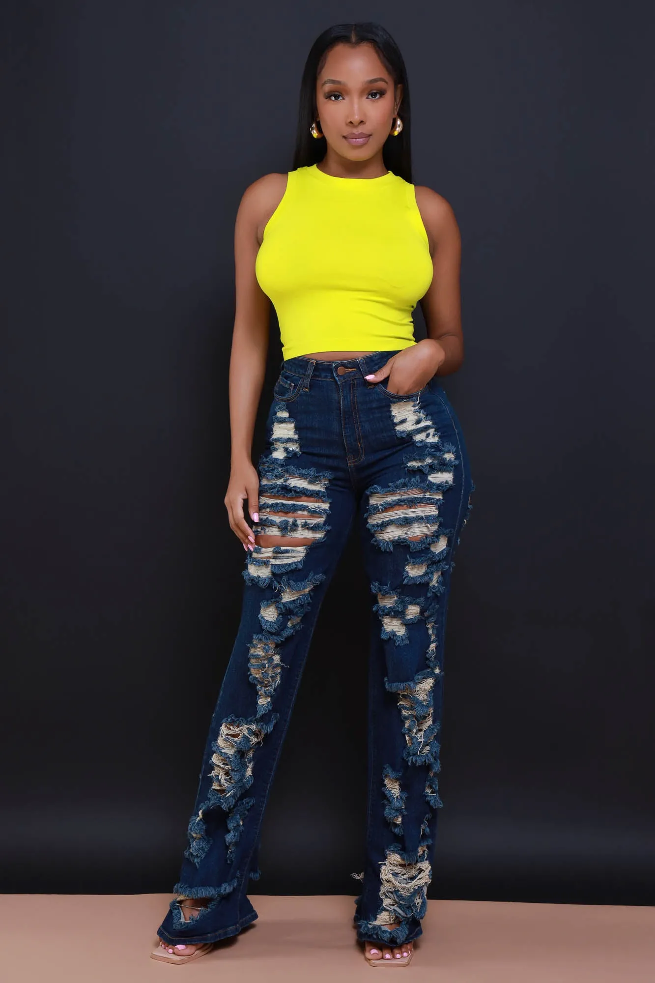Re-Entry Sleeveless Crop Top - Lime