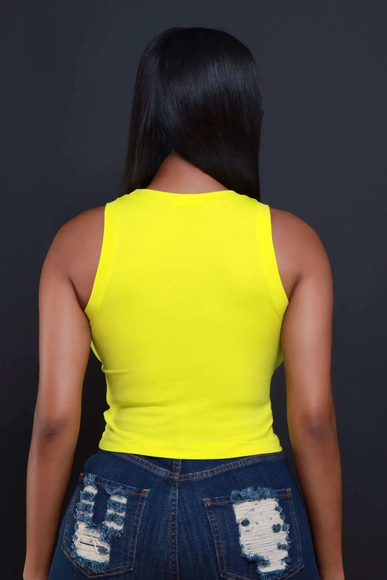 Re-Entry Sleeveless Crop Top - Lime