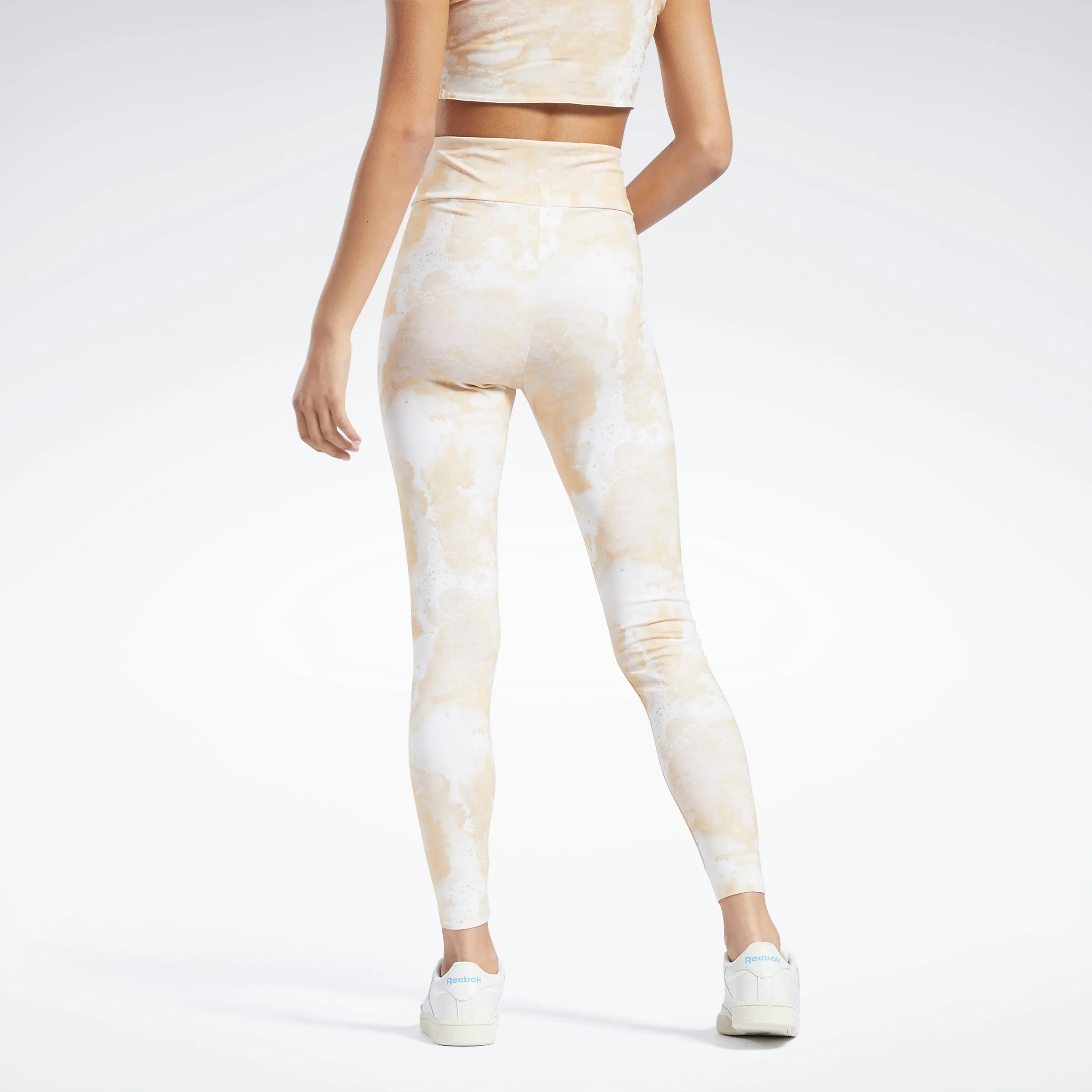 Reebok Apparel Women Classics Cloud Splatter-Print Leggings Stucco