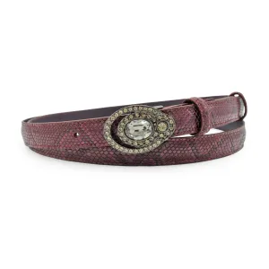 Skinny Burgundy Crotal Deco Crystal Belt