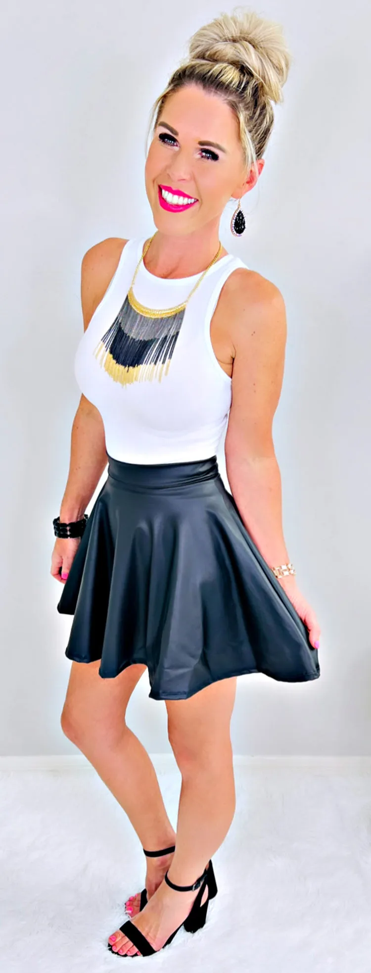 Sleek Shine Faux Leather Skirt